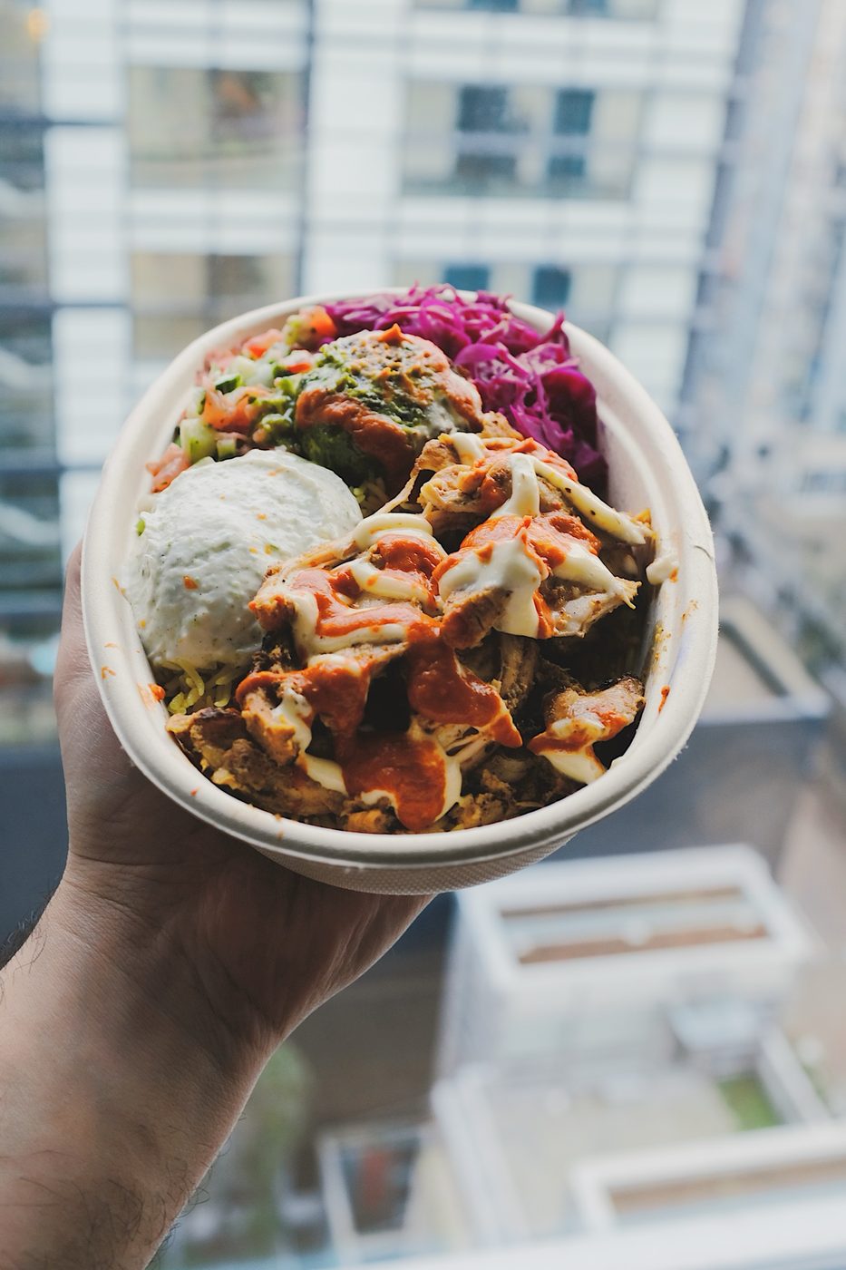 Chicken rice bowl, street food style